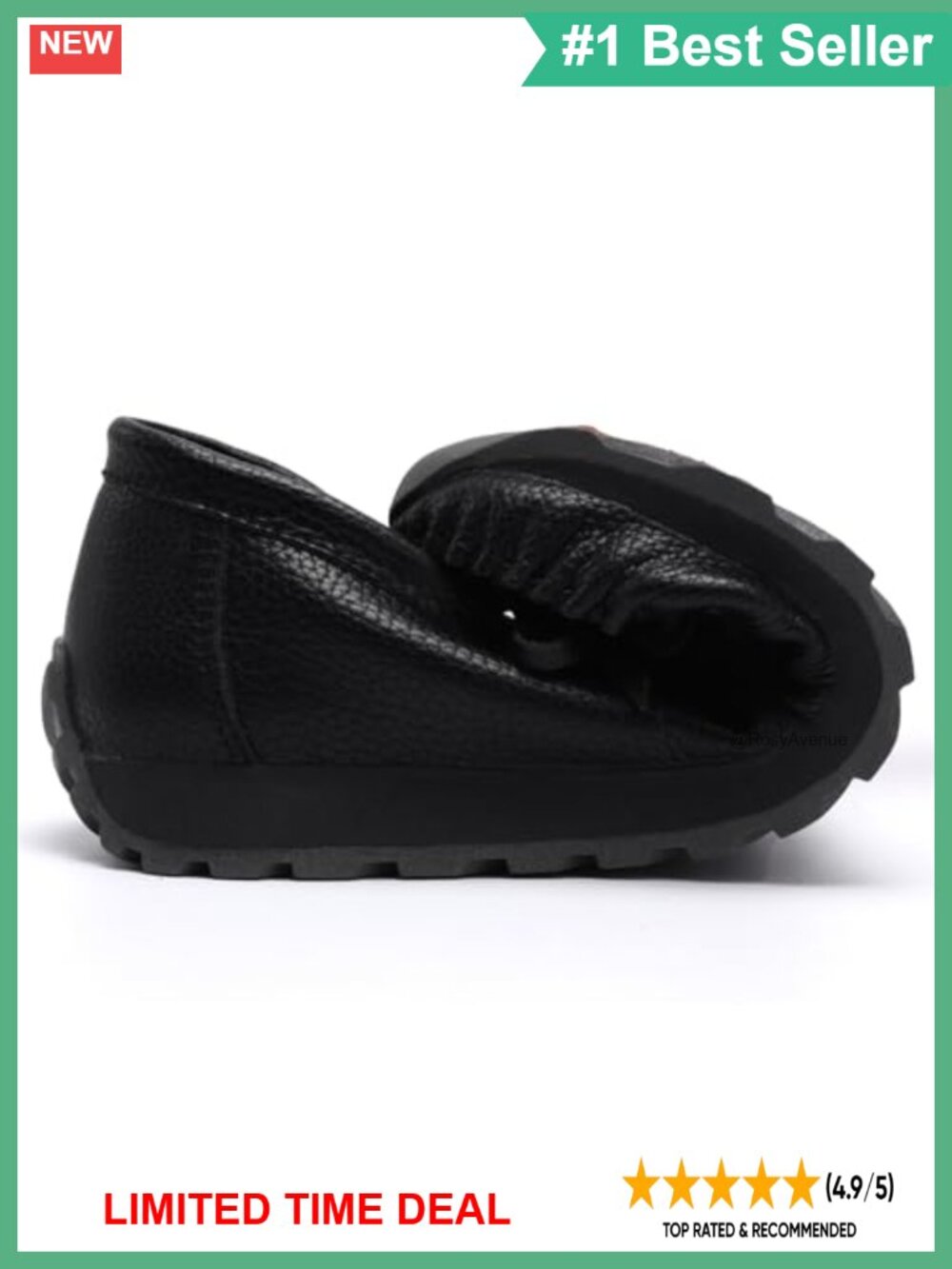 Faux Leather Loafers Slip-On Flats Lightweight Comfortable Work Walking - Picture 5 of 6